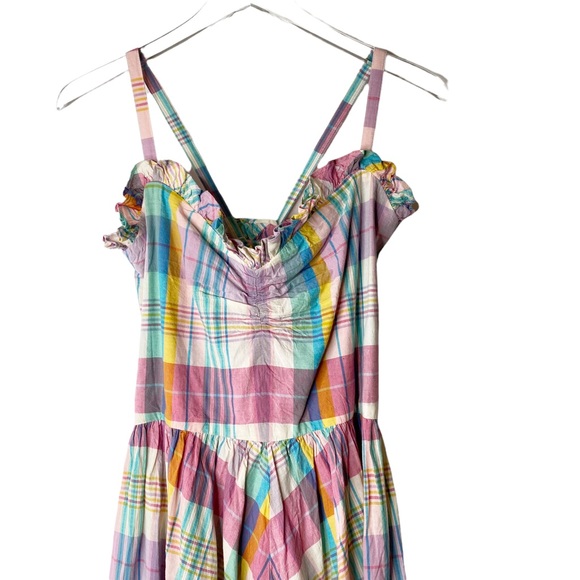 Polo Ralph Lauren Madras Day Dress Ruffle Pastel Spring Colors Midi Sundress 10 - Picture 6 of 14